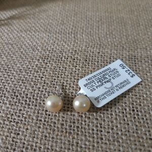 NWT Belle de Mer Pink Bridge Cultured Pearl Stud Earrings